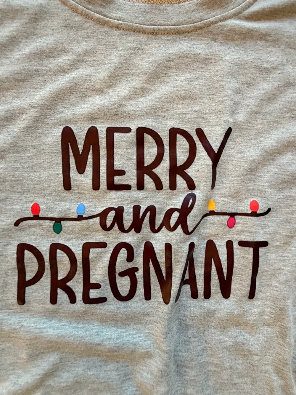 Merry and Pregnant Holiday Long Sleeve Shirt… maternity- Gray XL